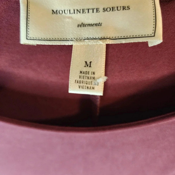 Anthropologie Moulinetter Soeurs Twisted Burgandy Jersey Dress Short Sleeve Sz M - Picture 5 of 11